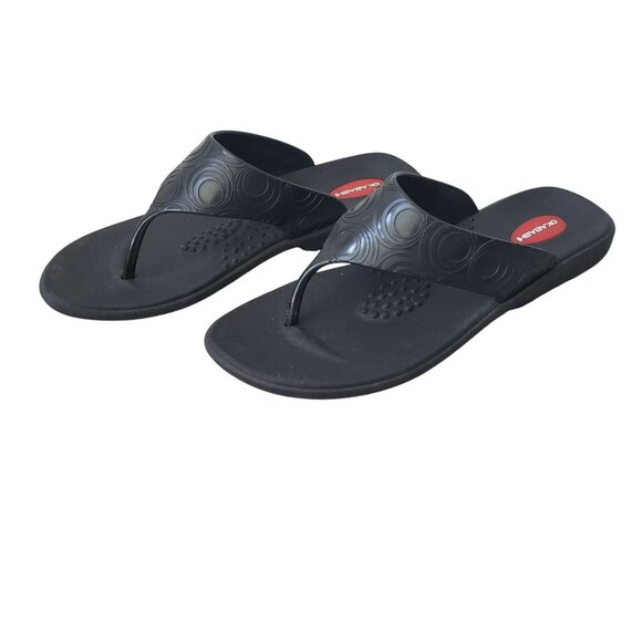 Okabashi Black Flip Flop Thong Orthopedic Sandals Arch Support Womens L Large - Picture 1 of 9